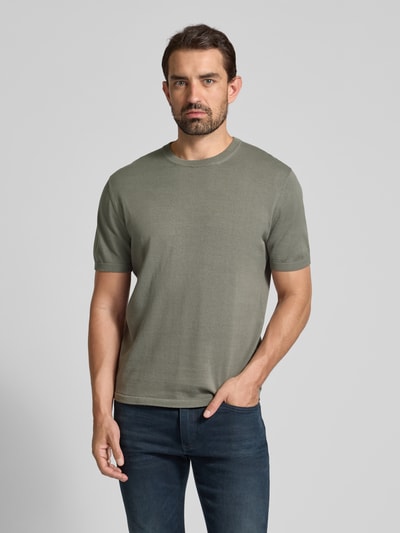 Christian Berg Men T-Shirt mit geripptem Rundhalsausschnitt Metallic Gruen 4