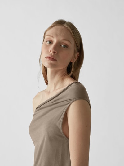 Rick Owens One-Shoulder-Top mit Seide Graphit 6