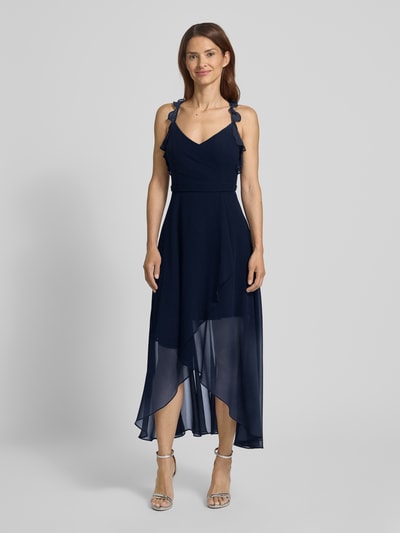 V.M. Cocktailjurk met hartvormige hals Marineblauw - 4