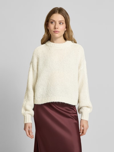 Vero Moda Relaxed Fit Strickpullover mit Kontrast-Detail Modell 'FENG' Beige 4