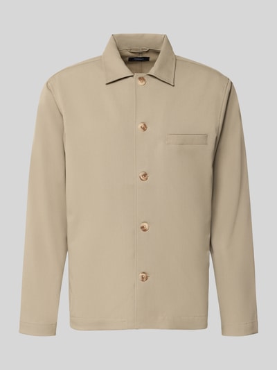 Produktfoto, Regular Fit Hemdjacke mit Viskose-Mix Modell 'Landen' von Matinique in Beige, elastischer Stoff, Umlegekragen, Brusttasche, Knopfleiste