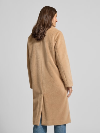 Marc Cain Regular fit lange jas van teddybont in maxilengte Camel - 5