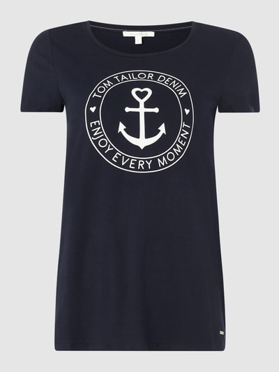 Tom Tailor Denim T-Shirt mit Logo-Print Dunkelblau 1