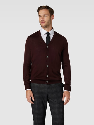 Christian Berg Men Strickjacke mit V-Ausschnitt und Knopfleiste Bordeaux 4