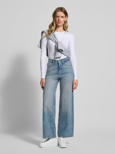 Only Loose Fit Jeans aus reiner Baumwolle mit Strasssteinbesatz Modell 'HOPE' Jeansblau 1