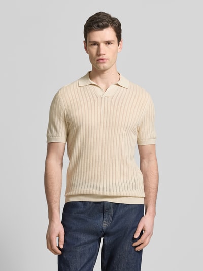 Profuomo Koszulka polo w kroju slim fit z dekoltem w serek Złamany biały 4