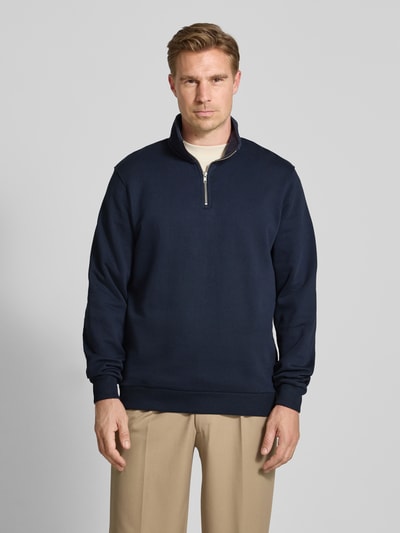 Les Deux Sweatshirt mit Troyer-Kragen Modell 'Norregaard' Marine 4