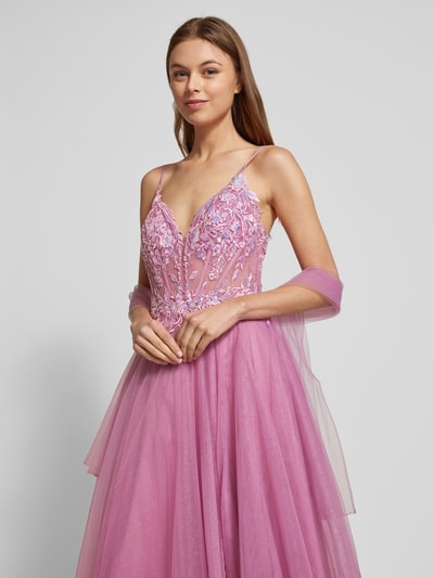 Mascara Abendkleid mit Spitzenbesatz Rosa 3