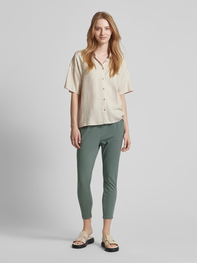 Vero Moda Loose fit stoffen broek met bandplooien model 'EVA' Rietgroen - 1