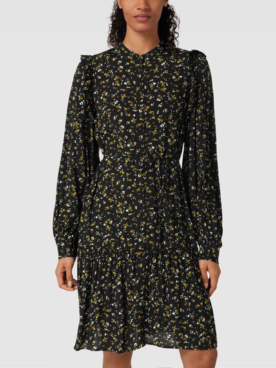 MSCH Copenhagen Knielanges Kleid mit floralem Muster Modell 'Bellaris' Black 4