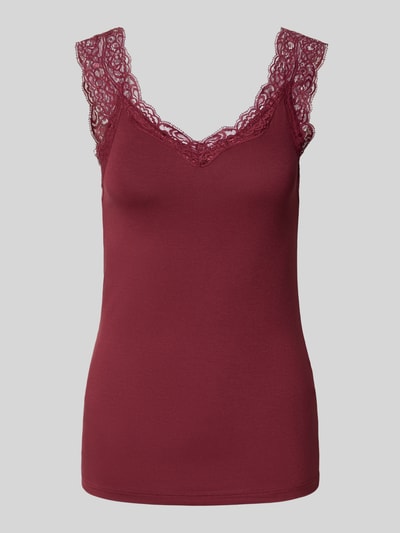 Pieces Slim Fit Tank Top aus Viskose-Mix Modell 'BARBERA' Dunkelrot 2