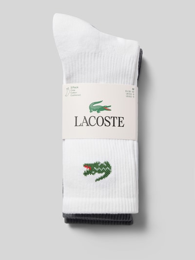 Produktfoto, Socken aus Baumwoll-Mix im 3er-Pack von Lacoste, weiße und dunkelgraue Töne, feine Rippstruktur, Herren Socken von Lacoste