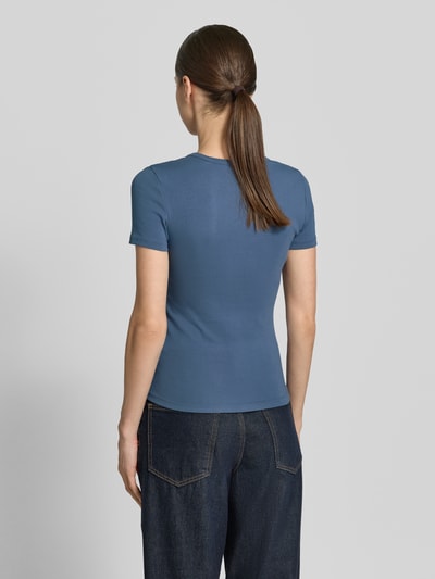 Jake*s Casual T-Shirt mit Feinripp und Rundhalsausschnitt Jeansblau 5