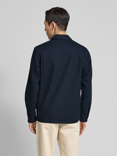 Samsøe Samsøe Regular fit overhemdjack met borstzak, model 'SADAMON' Donkerblauw - 5