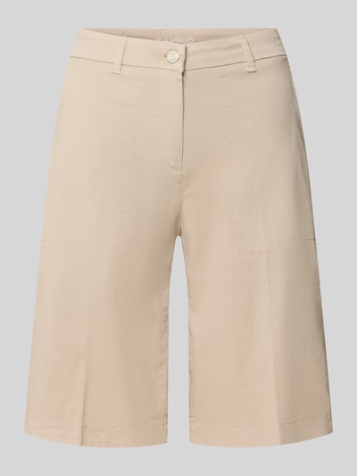Produktfoto, Regular Fit Bermudas aus Baumwoll-Mix Modell 'STELLA' von Cambio, Optik: Unifarben, Passform: Regular-Fit, Label-Patch, Gürtelschlaufen, glatte Beige-Oberfläche