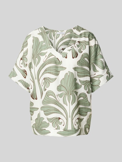 ZABAIONE Blusenshirt mit V-Ausschnitt Khaki 2