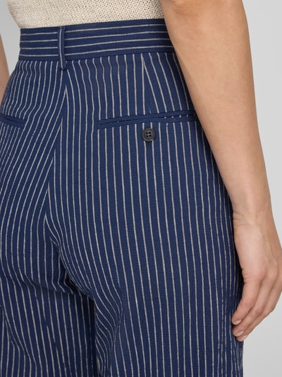 Weekend Max Mara Spodnie o kroju regular fit z mieszanki bawełny i lnu, szerokie, model 'MARINA' Granatowy 3