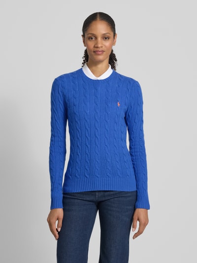 Polo Ralph Lauren Gebreide pullover van een mix van wol en kasjmier, model 'JULIANNA' Koningsblauw - 4