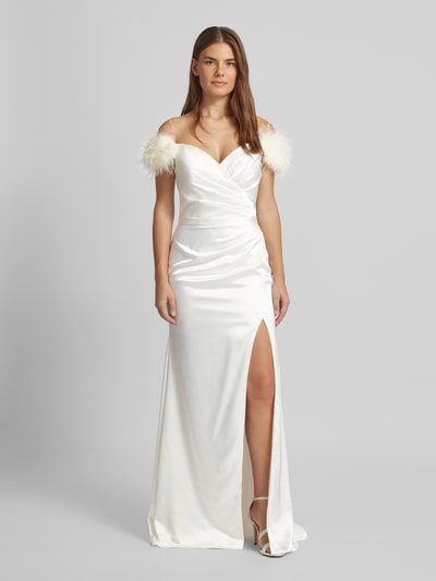 Luxuar Abendkleid in Wickel-Optik Offwhite 4