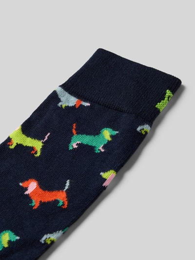 Happy Socks Sokken met motiefstitching, model 'PUPPY LOVE' Marineblauw - 2