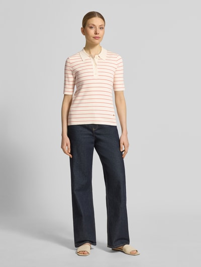 MOS MOSH Regular Fit Poloshirt mit Streifenmuster Modell 'Caliz Stripe' Koralle 1