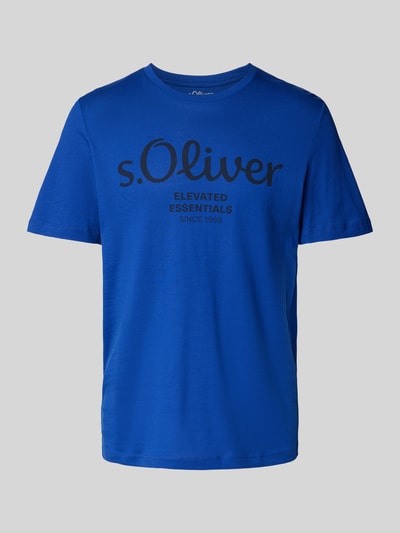 s.Oliver RED LABEL Regular Fit T-Shirt aus reiner Baumwolle mit Statement-Label-Print Royal 2