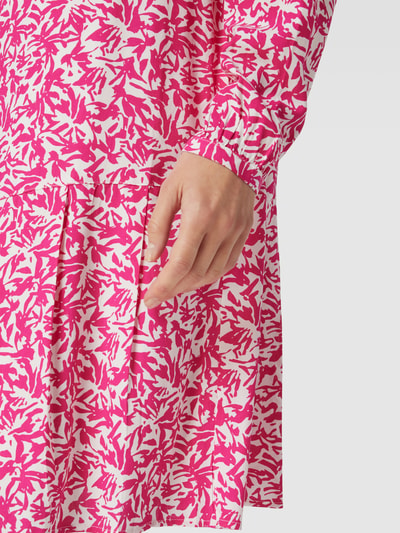 COMMA Hemdblusenkleid aus Viskose mit Allover-Muster Pink 3