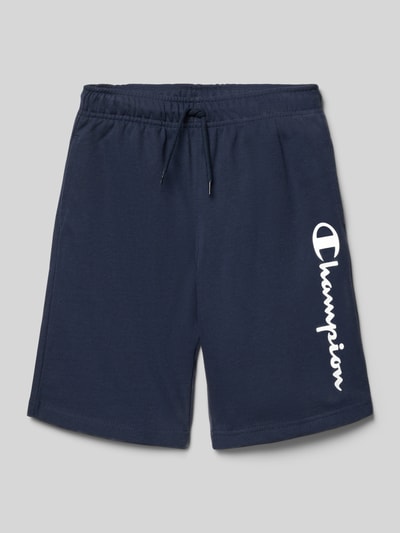 Productfoto, Shorts met logo en elastische tailleband van CHAMPION, katoenmix, relaxed fit, logo, tunnelkoord, maat 140 taille 31 cm, binnenbeenlengte 22 cm