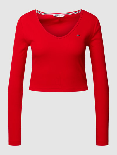 Tommy Jeans Cropped Longsleeve mit Logo-Stitching Modell 'Baby' Rot 2