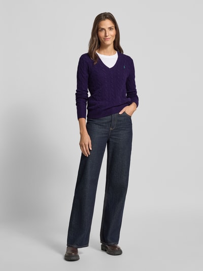 Polo Ralph Lauren Gebreide pullover met kasjmier, model 'KIMBERLY' Helder paars - 1