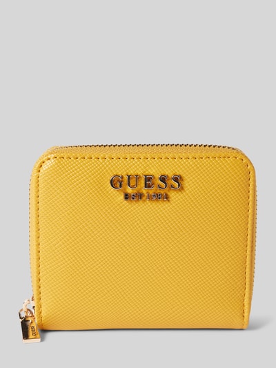 Guess Portemonnaie mit Label-Details Modell 'LAUREL' in black Gelb 1