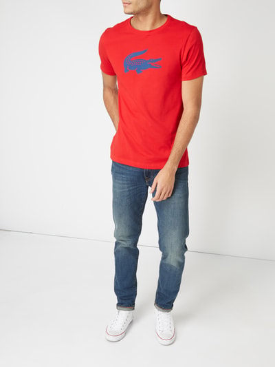 Lacoste T-shirt z nadrukiem z logo — Ultra Dry Czerwony 1