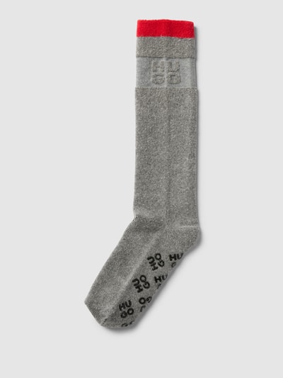 HUGO Socken mit Label-Details Modell 'HOMESOCK' Mittelgrau Melange 1