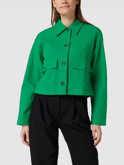 Marc O'Polo Cropped Hemdjacke mit Brusttaschen Gruen 4