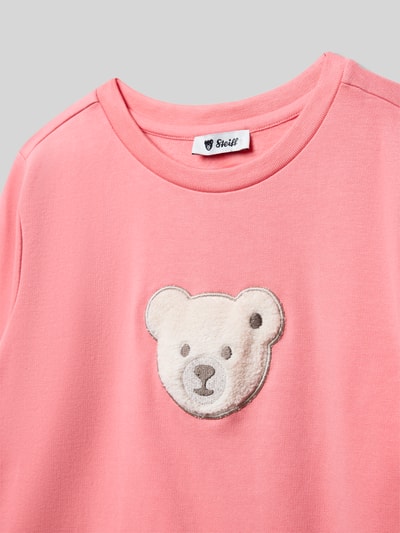 Steiff Sweatshirt met motiefstitching Zalm - 2