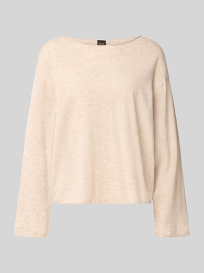 Produktfoto, beżowy sweter o prostym kroju i lekkiej, miękkiej fakturze Regular Fit Pullover aus Kaschmir-Schurwoll-Mix Modell 'C_Faprosa' von BOSS Orange