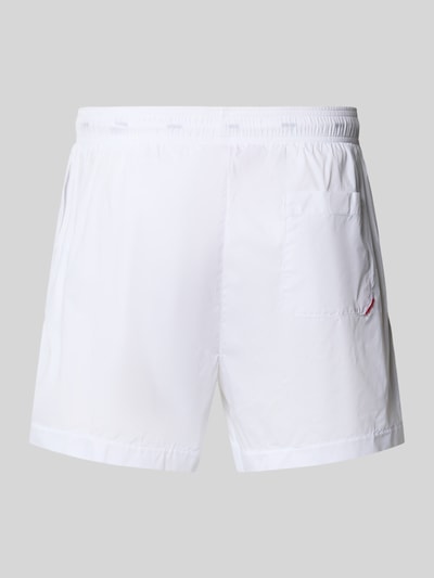 Produktfoto, Badeshorts mit Label-Print Modell 'HAITI' von HUGO in Weiß, Optik: Unifarben, elastischer Bundabschluss, Gesäßtasche, seitliche Eingrifftaschen