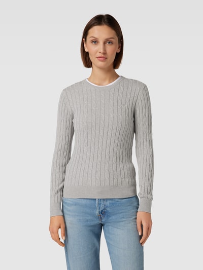 Gant Strickpullover mit Zopfmuster Mittelgrau 4