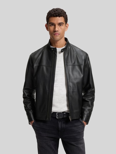 BOSS Orange Lederjacke Modell 'Joslay' mit Stehkragen Black 4