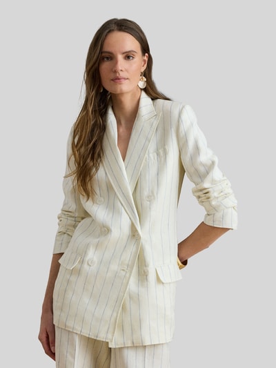 Lauren Ralph Lauren Longblazer van puur linnen met dubbele knoopsluiting Offwhite - 4