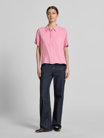 Tom Tailor Denim relaxed fit blouse met korte mouwen van viscose Felroze - 1