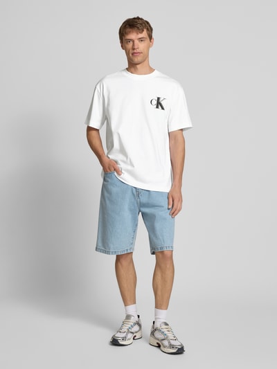 Calvin Klein Jeans T-shirt z nadrukiem z logo i okrągłym dekoltem Biały 1