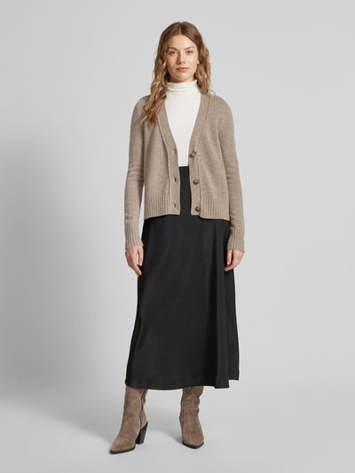 Fynch-Hatton Regular fit cardigan van wol met V-hals Taupe - 1