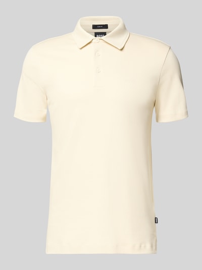 Produktfoto, Regular Fit Poloshirt aus reiner Baumwolle Modell 'PALOSH' von BOSS, Optik: Unifarben, Label-Print, Polokragen, Kurzarm, Rumpfabschluss mit Seitenschlitzen, glatte Textur