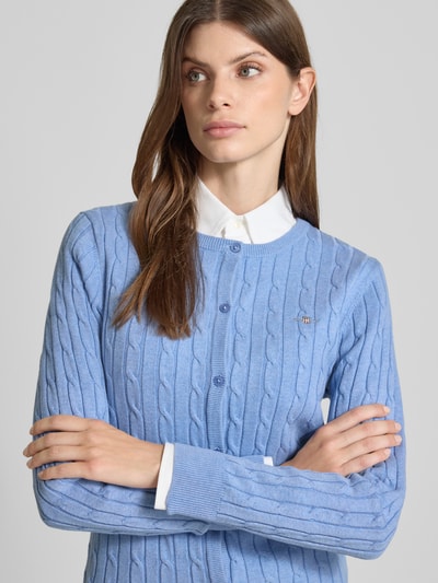 Gant Kardigan ze ściegiem warkoczowym i wyhaftowanym logo Jasnoniebieski 3