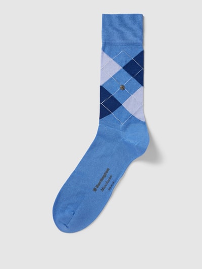 Burlington Socken mit Karomuster Modell 'MANCHESTER' Bleu 1