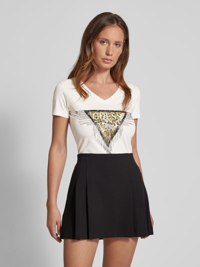 Guess T-shirt met labelprint Ecru - 4