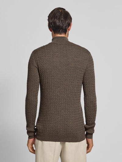 Matinique Strickpullover mit Troyer-Kragen Modell 'mason' Dunkelbraun 5