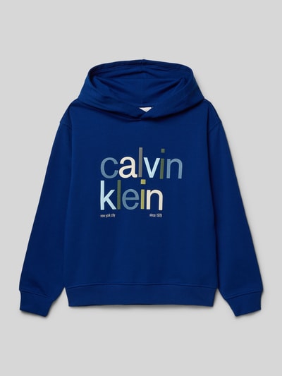 Calvin Klein Jeans Hoodie met labelprint Koningsblauw - 1