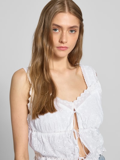Noisy May Korte top met vetersluiting Wit - 3